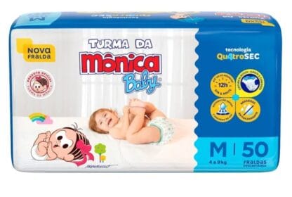 Fralda Turma da Mônica Baby Mega M 50 Unidades