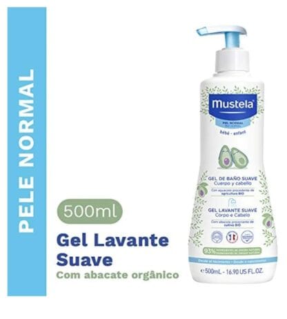 Gel Lavante Sabonete Líquido Hipoalergênico Corpo e Cabelo, Mustela Bebê, Azul, 500Ml