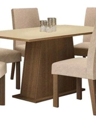 Conjunto Sala de Jantar Madesa Luciana Mesa Tampo de Madeira com 6 Cadeiras