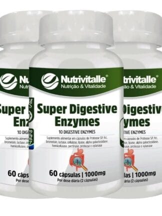 Super Digestiv Enzymes 1000mg 60 Cápsulas Nutrivitalle 3 Potes