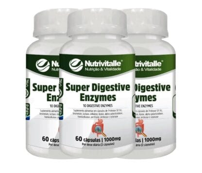 Super Digestiv Enzymes 1000mg 60 Cápsulas Nutrivitalle 3 Potes