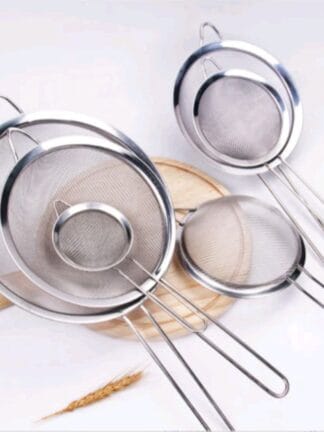 Kit 6 Peneira Grandes Coador Em Aço Inox 3 Tamanhos P M G Para Cozinha