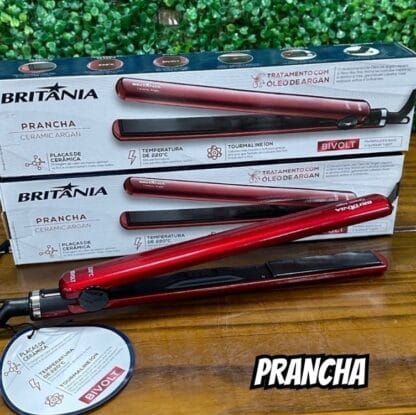 Prancha, Ceramic argan, 30w, Vermelho, Bivolt, Britânia