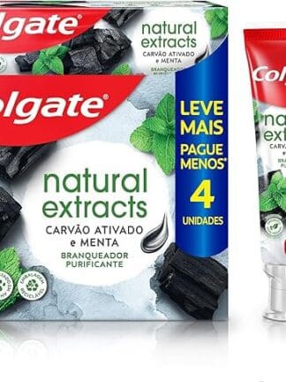 Creme Dental Colgate Natural Extracts Carvão Ativado e menta 4 unid 90g