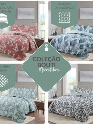 Kit Colcha Cobre leito Casal Queen Bouti Provence Premium Dupla face Bordado Ultrassônico