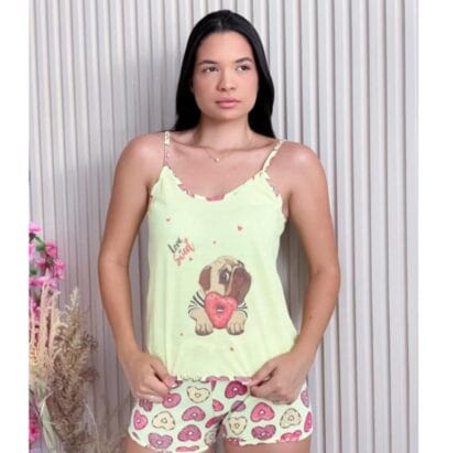 Kit 10 Pijamas Feminino Baby Doll Com Pintura Diversas Estampas