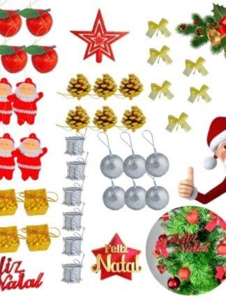 Kit 43 Pendentes Natal Enfeites Diversos + Brind Estrela