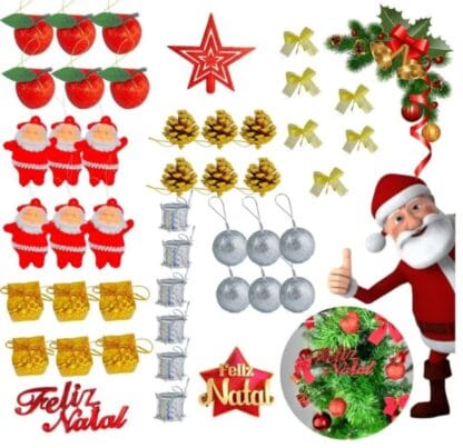 Kit 43 Pendentes Natal Enfeites Diversos + Brind Estrela