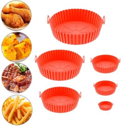 Kit 6 formas antiaderente air fryer em silicone