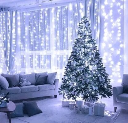 Cortina 300 Leds 3x3 metros Branco/Amarelo