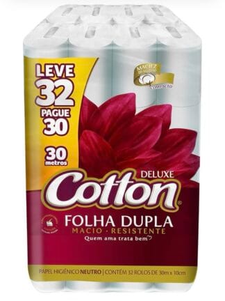 Papel Higiênico Folha Dupla Neutro LV32 PG30 2 x 32 x 30 cm, Cotton