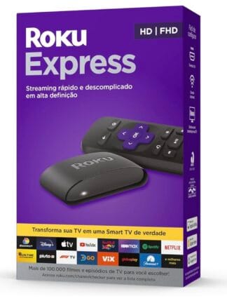 Roku Express | Dispositivo de streaming para TV HD/Full HD compatível com Alexa, Siri e Google. Inclui Cabo HDMI Premium