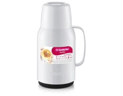 Garrafa Térmica Plástico Gostar 750 ml, Sanremo, Polipropileno, Elastômero TPE e Vidro, Branco