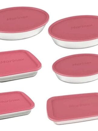 Marinex conjunto 6 peças assadeiras com tampa cor rosa