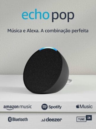 Echo Pop | Smart speaker compacto com som envolvente e Alexa | Cor Preta
