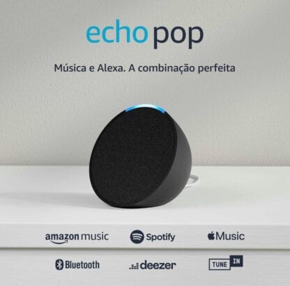 Echo Pop | Smart speaker compacto com som envolvente e Alexa | Cor Preta