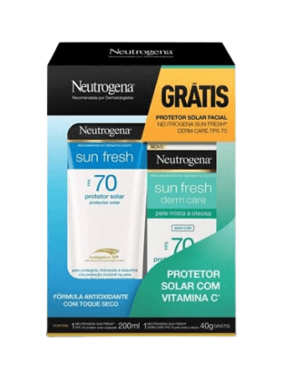 Kit Protetor Solar Fps 70 Neutrogena Sun Fresh 200ml Grátis Facial Fps 70 40g