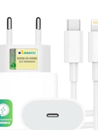 Kit Carregador Turbo Compativel C/Iphone, Cabo Usb-C-Lightning  Ultra Rapido
