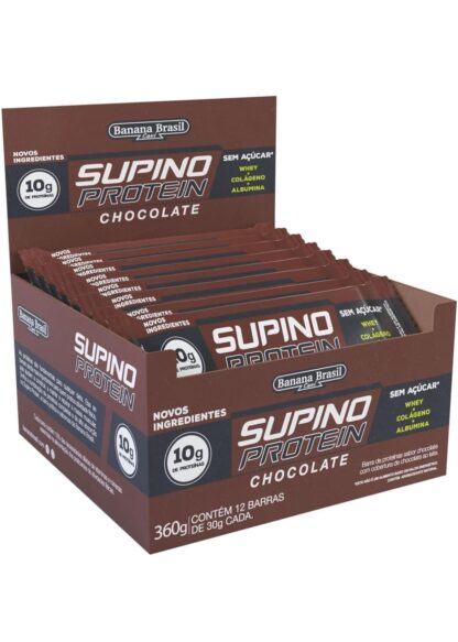 Banana Brasil Display Barra De Proteína Supino Protein Chocolate - 12 Unidades De 30G
