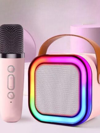 Caixa De Som Com 1 Microfone Karaokê Múltiplas Cores Brincadeiras Em Família