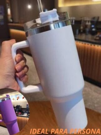 Copo garrafa Térmico Inox Grande Parede Dupla 1200 Ml com tampa e Canudo tão bom como copo stanley