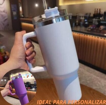 ￼Copo garrafa Térmico Inox Grande Parede Dupla 1200 Ml com tampa e Canudo tão bom como copo stanley
