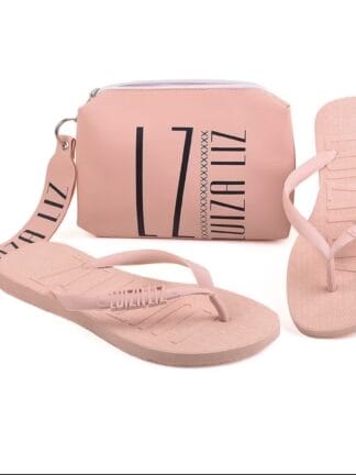 Kit chinelo Luiza Liz e necessaire bolsa de mão pequena kit dia a dia blogueira