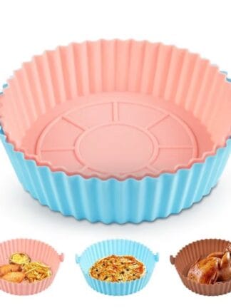 KIT 2 Forma De Silicone Para Air Fryer Forno Microondas Fritadeira Assadeira – Reutilizável Antiaderente Flexível