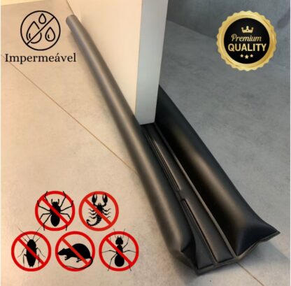 ￼Veda Porta Impermeável Rolinho Protetor 70cm e 80cm Dupla Proteção Preto