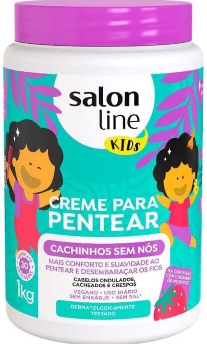 Salon Line, Creme de Pentear Kids, Cachinhos Sem Nós, Vegano - Para Cabelos Ondulados, Cacheados e Crespos, 1 kg