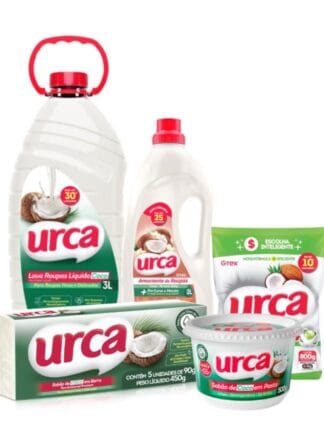 Kit Urca Coco Lava Roupas Liquido+Lava Roupas Pó Concentrado+Sabão em Pedra+Amaciante+Sabão em Pasta