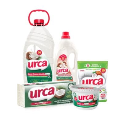 ￼Kit Urca Coco Lava Roupas Liquido+Lava Roupas Pó Concentrado+Sabão em Pedra+Amaciante+Sabão em Pasta