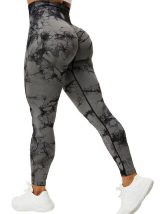 Venda a quente Mesmo Estilo Ladies Sports Fitness Tie-Dye Skinny Tight-Fitting Hip-Lifting High
