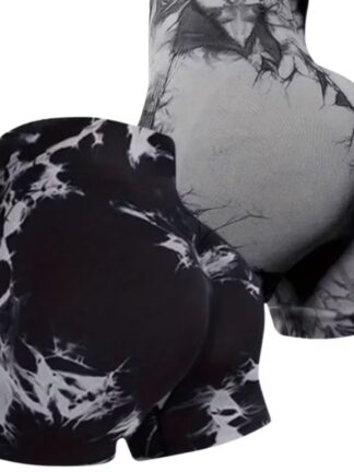 Kit 2 ou 1 Shorts Feminino Academia Marmorizado Zero Transparencia Cintura Alta Levanta Bumbum