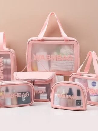 Kit 3 Necessaire Maquiagem Transparente WashBag A Prova De Água -QB24018