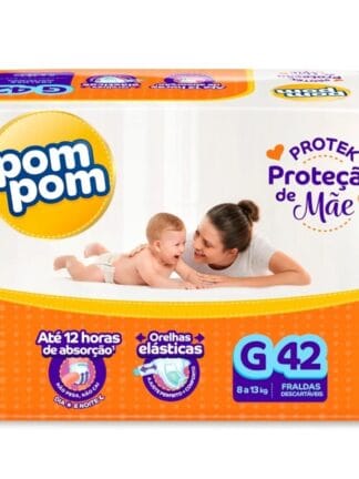 Fralda Pom Pom Protek Proteção de Mãe Mega G 42 Unidades