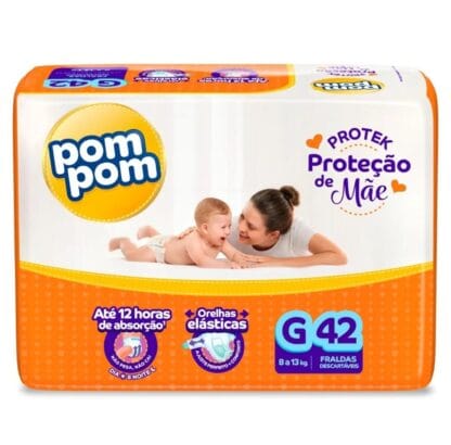 Fralda Pom Pom Protek Proteção de Mãe Mega G 42 Unidades