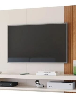 Painel Estante para Tv Cissa Smart 43 42 50 Polegadas Nicho Sala Quarto (Off White)