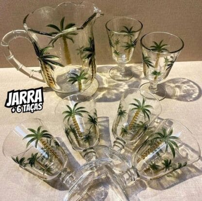 Conjunto Jarra com 6 Taças de Cristal