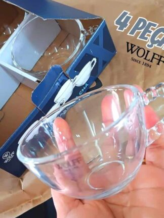 Conjunto 4 Xícaras de Chá de Cristal sem Pires Pearl 180ml - Wolff