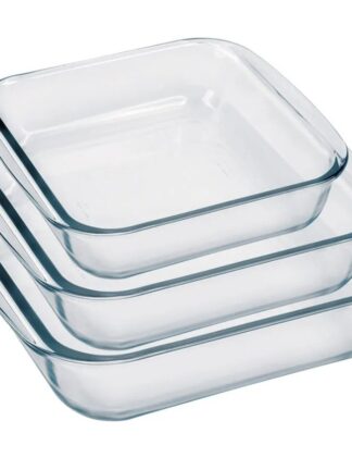 Conjunto de Assadeiras Quadradas Nadir Sempre em Vidro 3 Peças