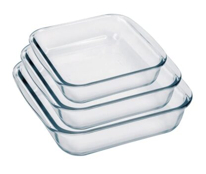 Conjunto de Assadeiras Quadradas Nadir Sempre em Vidro 3 Peças