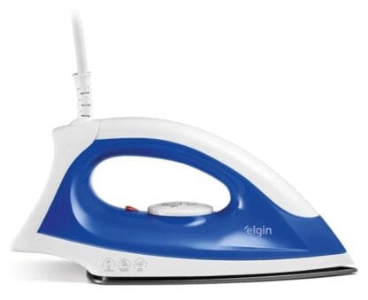 Ferro de Passar a Seco Iron Force Elgin Super Leve Branco e Azul Base Antiaderente 110V
