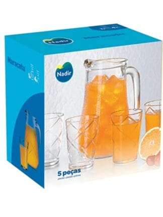 Conjunto de Jarra e Copos Nadir Maracatu com 5 Peças