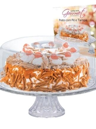 Boleira de Vidro com Pé e Tampa de Acrílico Ruvolo Modena Redonda 32,5cm