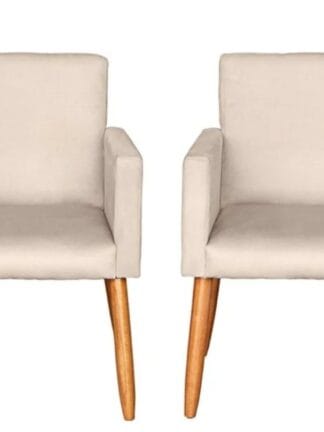 Kit 2 Poltronas Cadeira Decorativa para Sala de estar Cadeiras para Recepção Manicure Escritório Sala De Espera (BEGE)