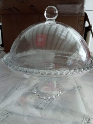 Wolff Pearl Prato com Pé e Tampa de Cristal, Transparente, 20 x 18 cm