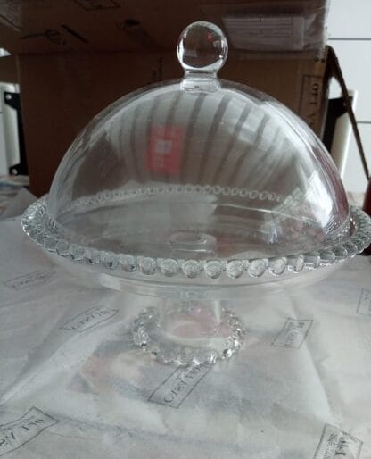 Wolff Pearl Prato com Pé e Tampa de Cristal, Transparente, 20 x 18 cm