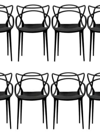 Allegra Cor Preto Kit 8 Cadeiras Varanda lardim Recictente