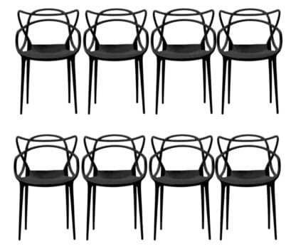 Allegra Cor Preto Kit 8 Cadeiras Varanda lardim Recictente